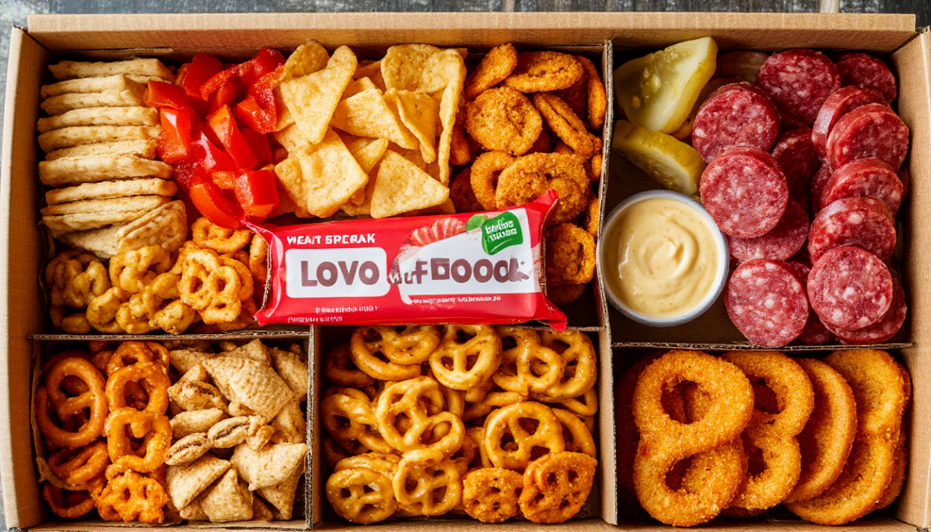 Assorted snacks from a Love With Food box
